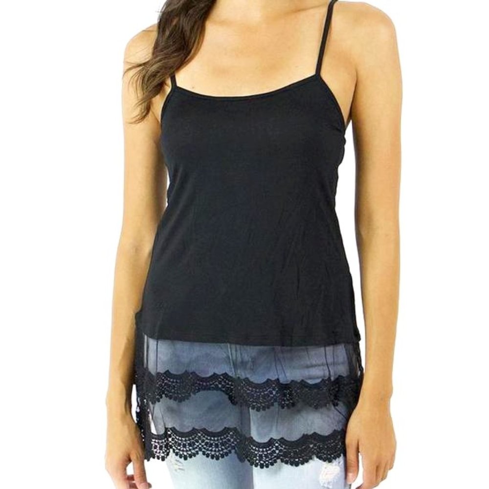 NWT Grace and Lace Black Scalloped Top Extender S
